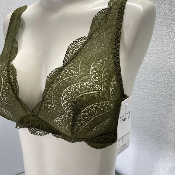 NEW SIMONE PERELE Women's Karma Lace Unlined Bralette – Size L – Adventure Green - Picture 11 of 14